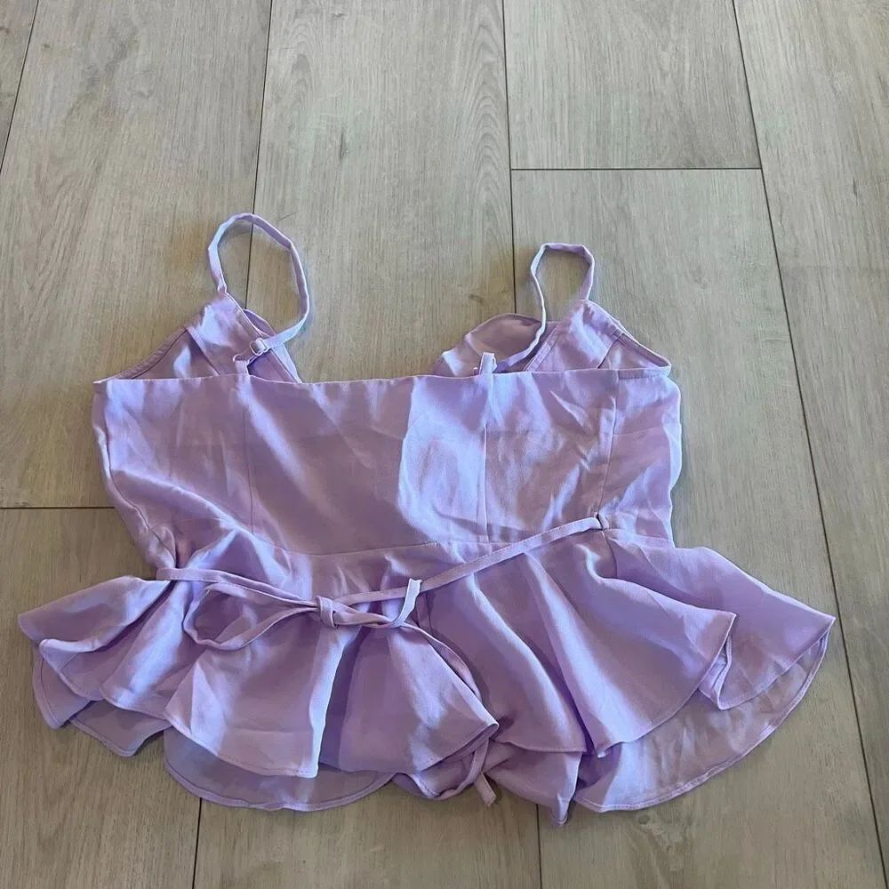 ASOS Ruffle Wrap Tank Top Lilac size 6 - Picture 4 of 6